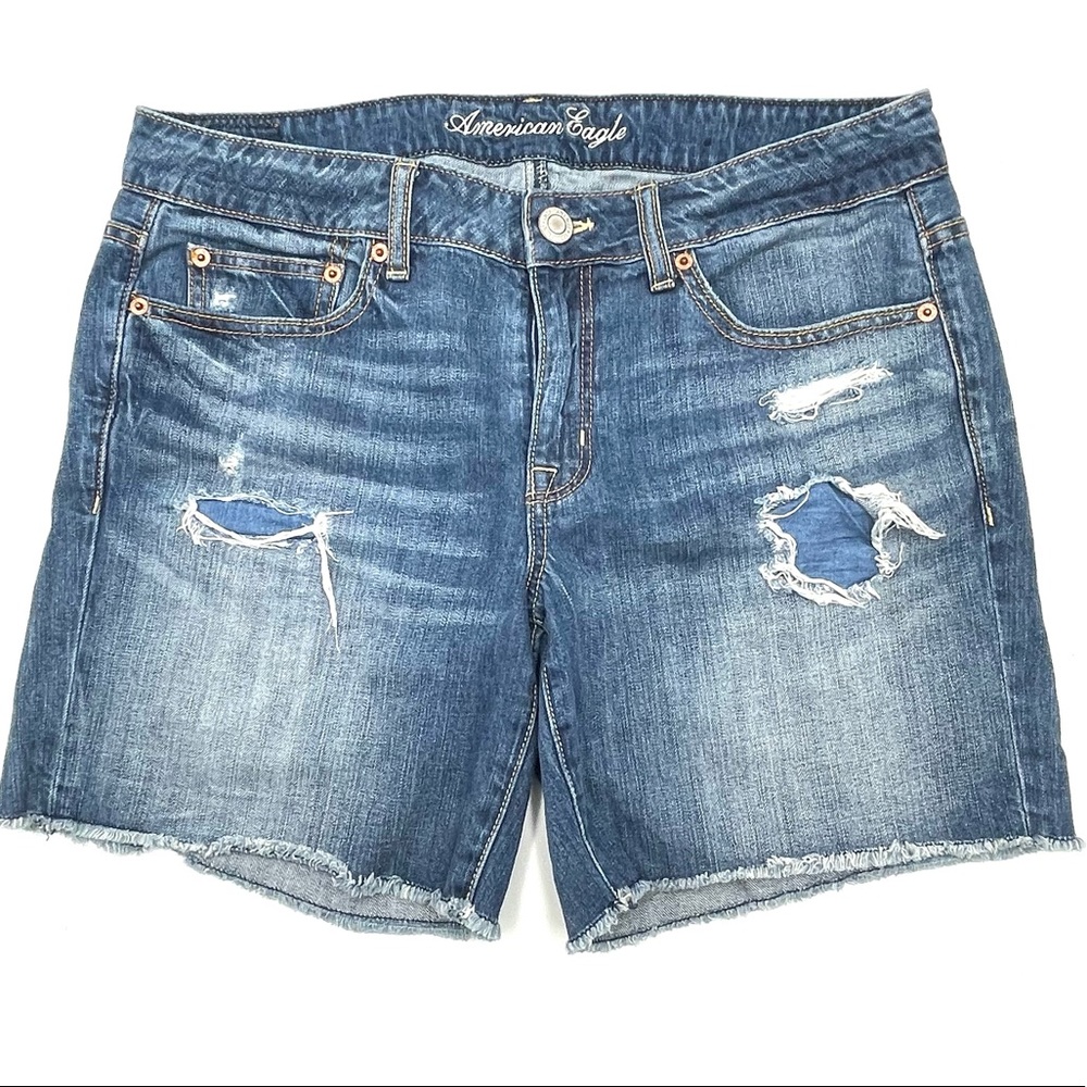 AMERICAN EAGLE JEAN SHORTS DENIM SHORTS SIZE 8 STYLE 311837704 DISTRESSED FRAYED